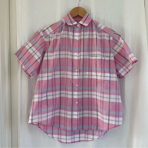 Saddlebred Pink Plaid Short Sleeve Button Down Shirt